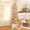 Prelit Snow Flocked Christmas Tree with Lights Pine Cones and Stand
